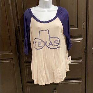 NWT Living Doll Texas Baseball Shirt, Navy/Cream
